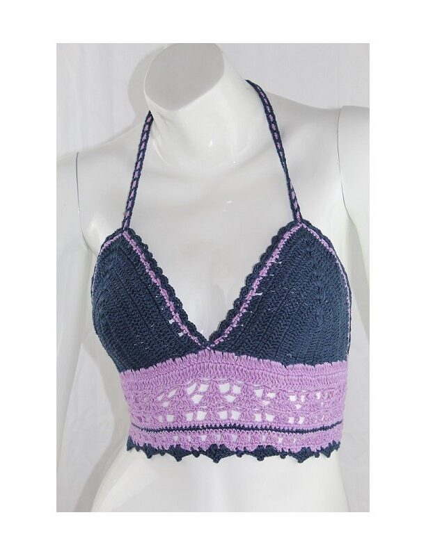 Top en crochet azul/lila