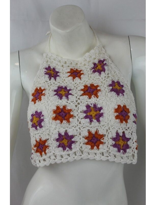 Top crochet colores cuello Halter